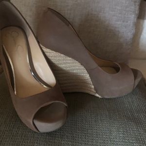 Jessica Simpson Suede Peep Toe Shoes